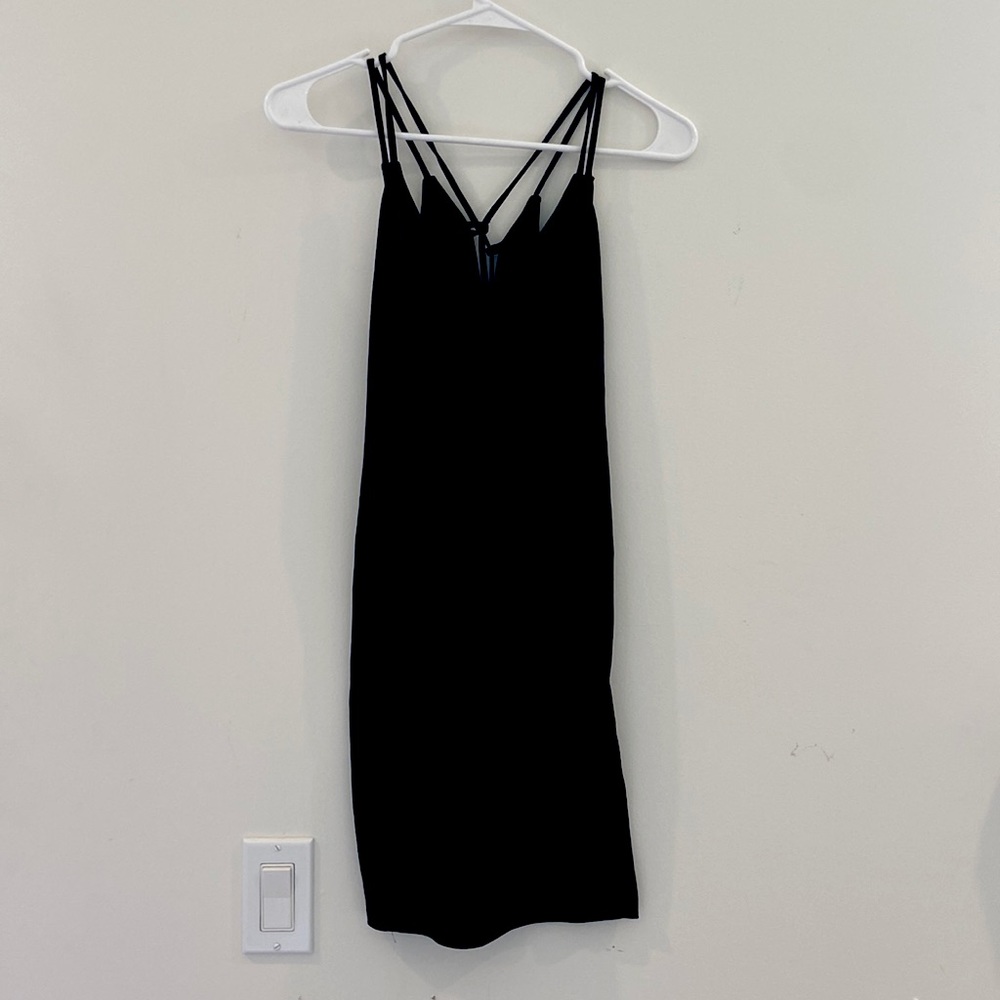 Sexy lace up mini bodycon black dress